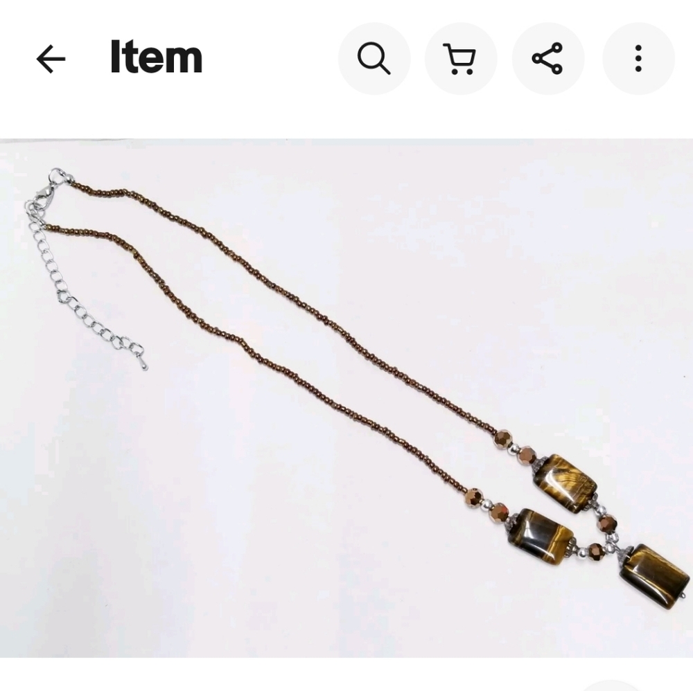 Tiger eye Brown and Gold Beaded Necklace with matching bracelet